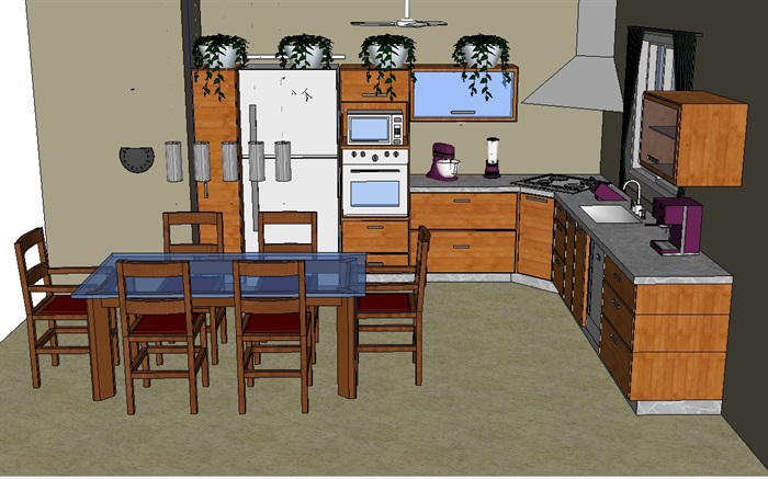 某住宅室内空间厨房详细设计su模型(3)