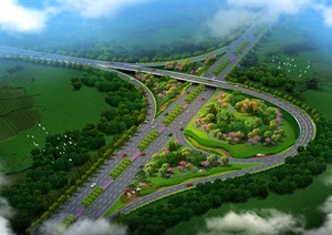 某高速公路峄城南收费站绿化改造cad、pdf方案及效果图