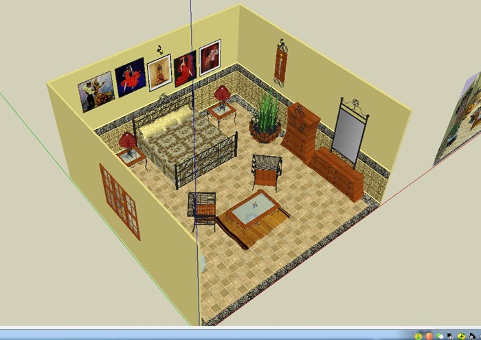 某住宅室内卧室详细设计su模型(3)