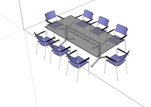 某办公室内桌椅组合设计SU(草图大师)模型