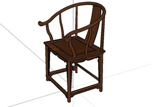 古典木质椅子设计SU(草图大师)模型