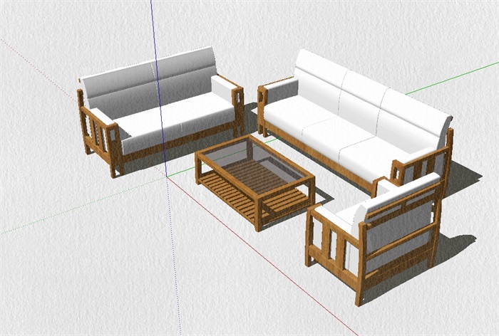 中式沙发茶几组合su模型(1)