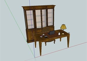 某中式桌椅及柜子组合设计SU(草图大师)模型