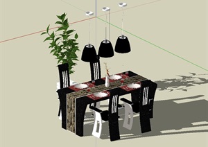 住宅空间室内餐桌椅设计SU(草图大师)模型