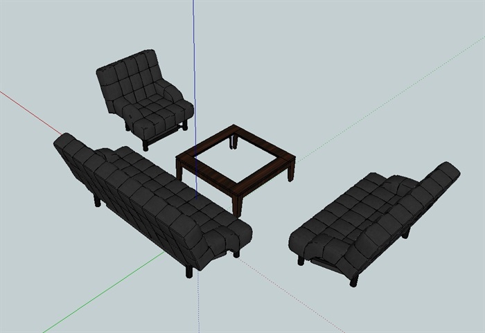 某客厅沙发茶几组合su模型(3)