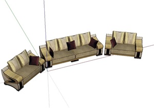客厅经典详细完整的沙发设计SU(草图大师)模型