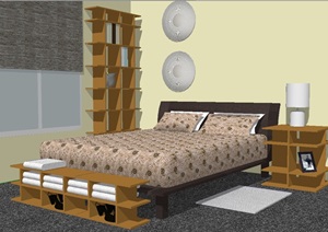 卧室空间床及 柜子设计SU(草图大师)模型
