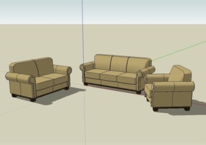 某住宅室内空间沙发完整设计SU(草图大师)模型