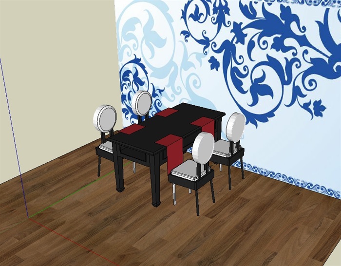 中式私人餐桌椅su模型(2)