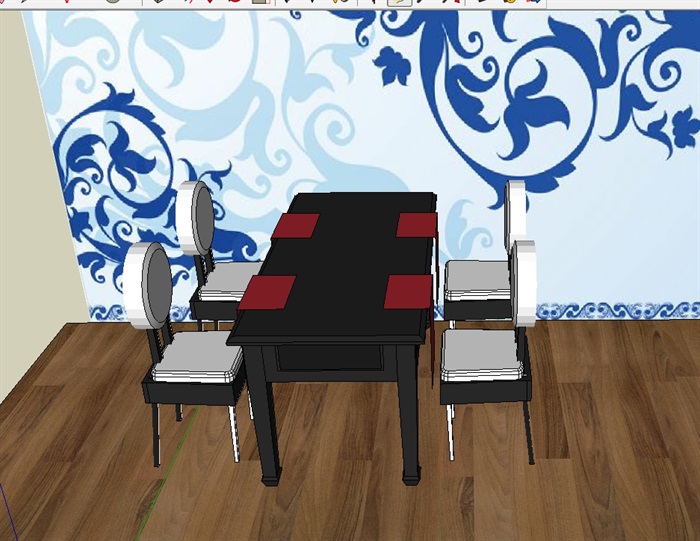 中式私人餐桌椅su模型(3)
