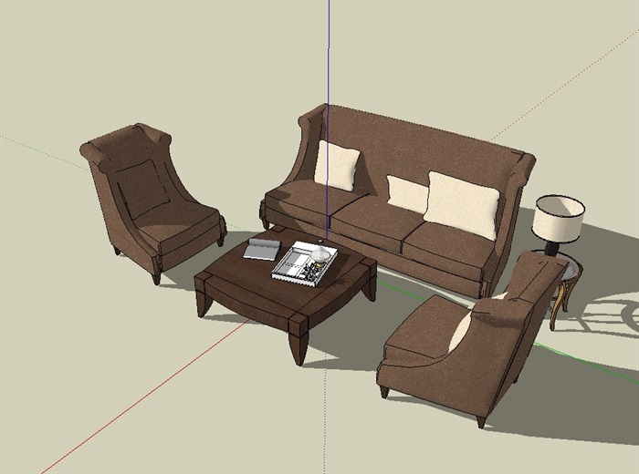 仿古沙发详细设计su模型(3)
