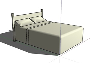 有材质无贴图的双人床设计SU(草图大师)模型