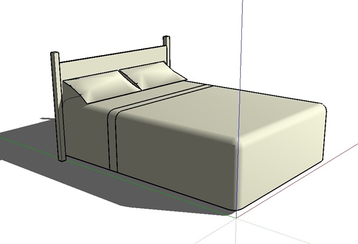 有材质无贴图的双人床设计su模型(1)
