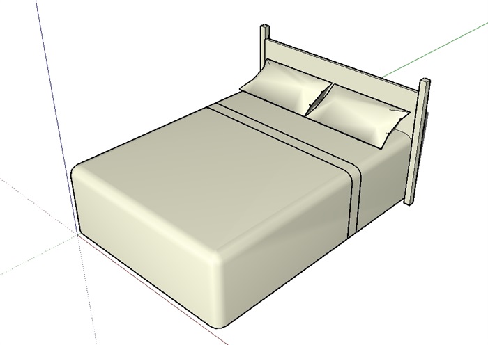 有材质无贴图的双人床设计su模型(2)