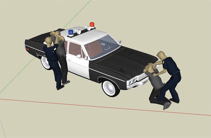 警察抓人及警车设计su模型(1)
