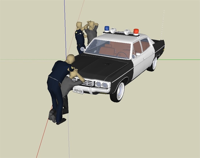 警察抓人及警车设计su模型(2)