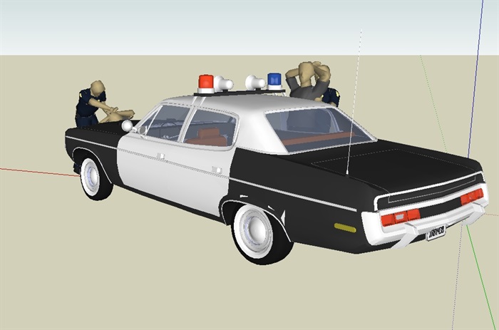警察抓人及警车设计su模型(3)