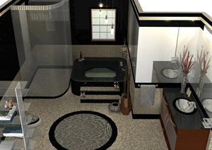 现代住宅室内卫浴空间设计SU(草图大师)模型