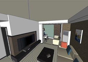 某住宅室内空间装修设计SU(草图大师)模型