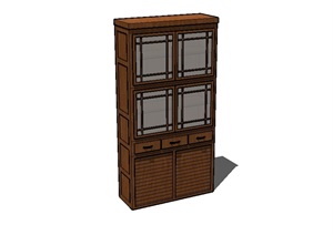 某现代风格木柜子设计SU(草图大师)模型