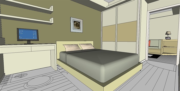 某室内住宅空间简单布局设计su模型(1)