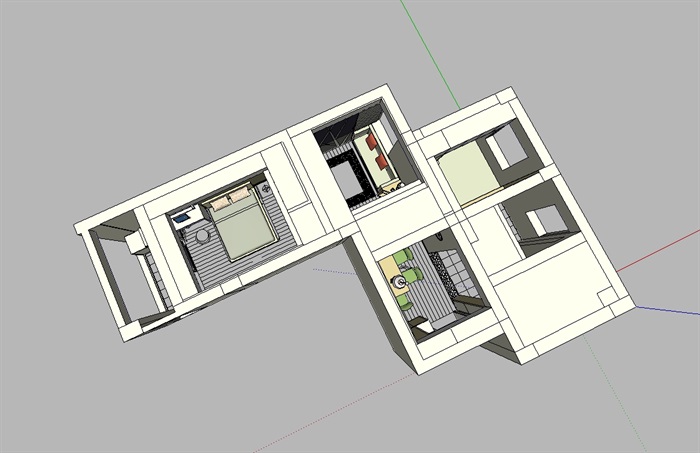 某室内住宅空间简单布局设计su模型(2)
