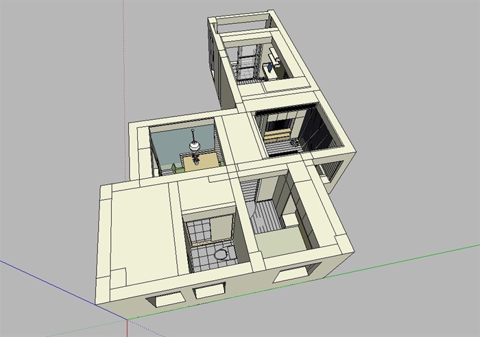 某室内住宅空间简单布局设计su模型(3)