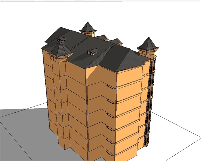 欧式住宅多层小区楼设计SU模型(3)
