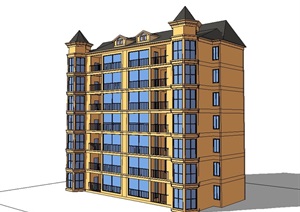 欧式住宅多层小区楼设计SU(草图大师)模型