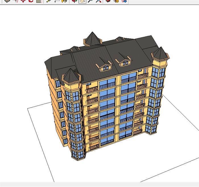 欧式住宅多层小区楼设计SU模型(2)