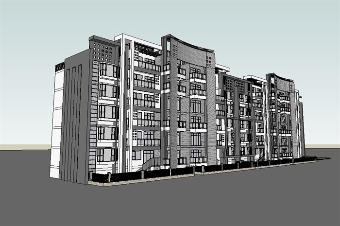 某小区多层住宅建筑楼设计SU模型(1)