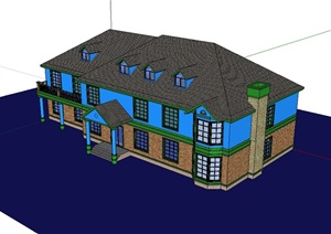 别墅两层建筑楼设计SU(草图大师)模型
