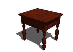 室内空间详细的木质桌子SU(草图大师)模型