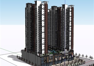 某高层商业住宅建筑楼SU(草图大师)模型