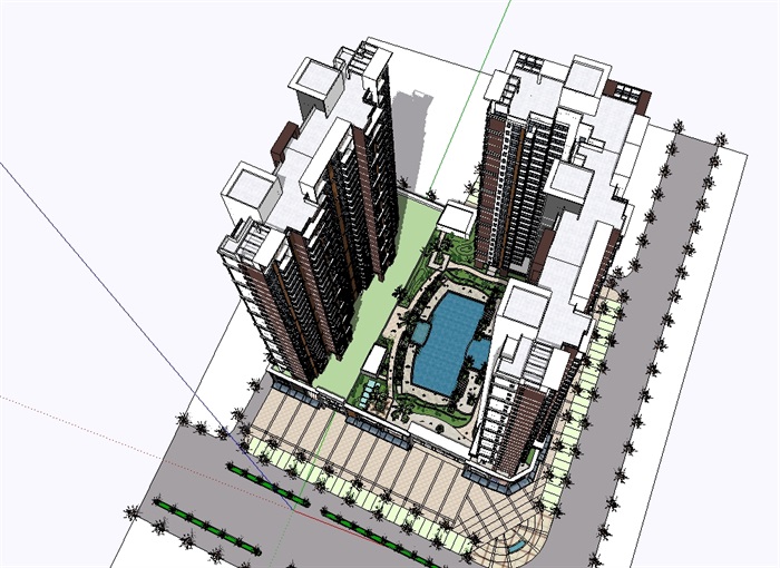 某高层商业住宅建筑楼su模型(3)