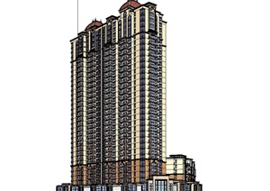 高层欧式商业住宅建筑楼SU(草图大师)模型