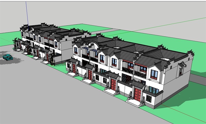 古典中式多层住宅楼SU模型(2)