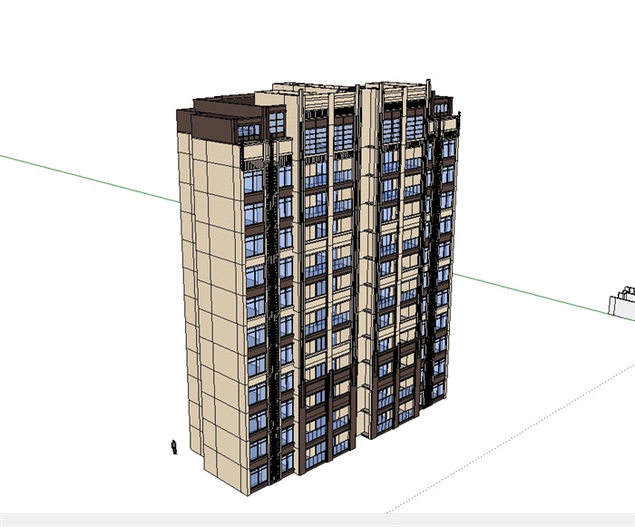 新古典多层居住建筑SU模型(1)
