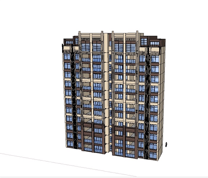 新古典多层居住建筑SU模型(2)