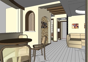 简单的户型住宅空间设计SU(草图大师)模型
