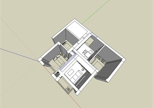 简单的住宅室内空间布局设计SU(草图大师)模型