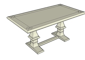 欧式餐桌SU(草图大师)模型