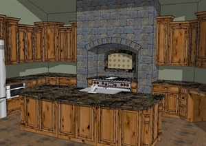 经典完整的厨房设计SU(草图大师)模型
