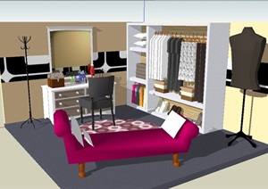 现代住宅空间卧室空间部分设计SU(草图大师)模型