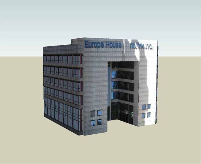 贴图独特的办公楼设计su模型(1)