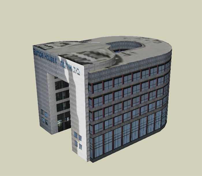 贴图独特的办公楼设计su模型(2)