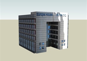 贴图独特的办公楼设计SU(草图大师)模型