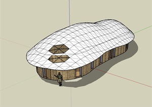 某单层铁皮屋顶建筑SU(草图大师)模型