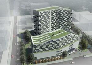 新概念医院建筑楼设计SU(草图大师)模型及效果图