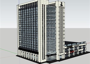 现代商业办公多层建筑楼设计SU(草图大师)模型